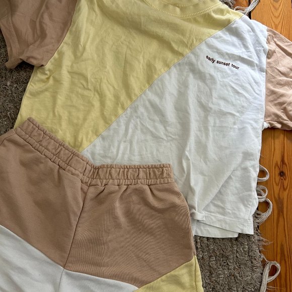 Zara Colourblocked Matching Set | Sweatshorts & Tee - Picture 1 of 5